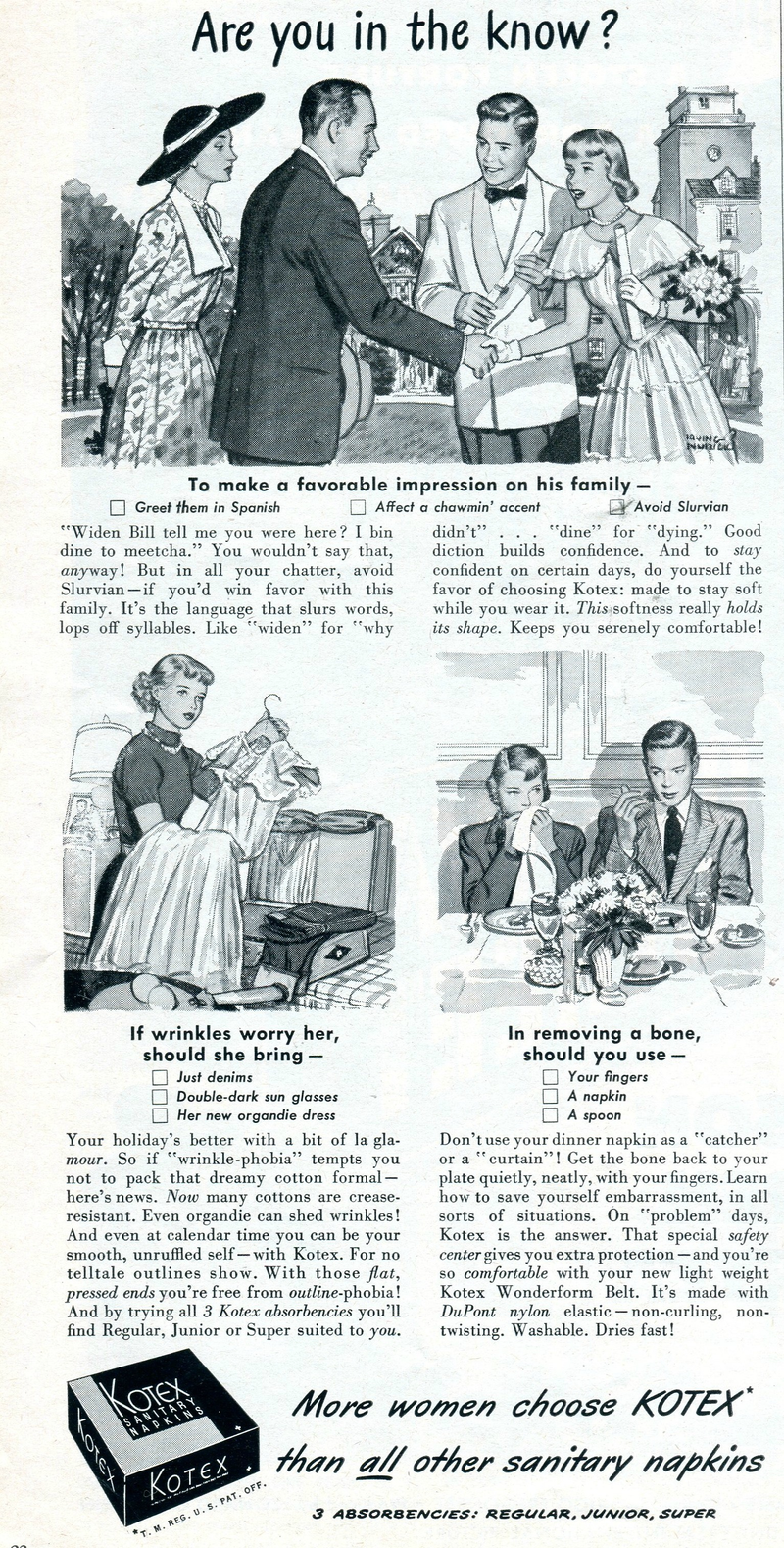 Illustration for article titled Social Anxiety: A Tried-and-True Strategy for Selling Pads Since 1950